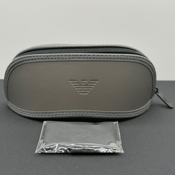 Emporio Armani Glasses Case Gray Zippered Sunglasses Eyeglasses with Cloth - Picture 1 of 8